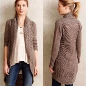 Anthropology Angel Of The North Cardigan Sweater Women XS Gray Knit Open Front